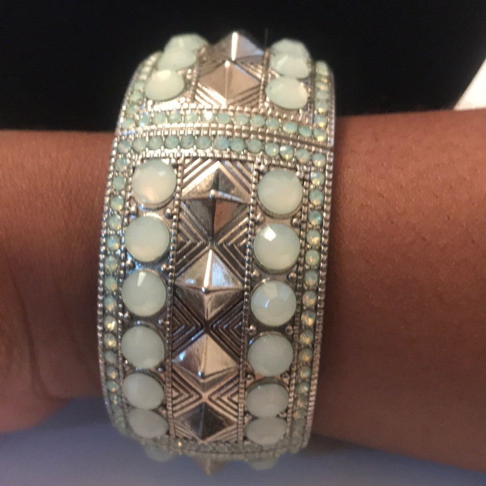 Blue and silver statement bracelet